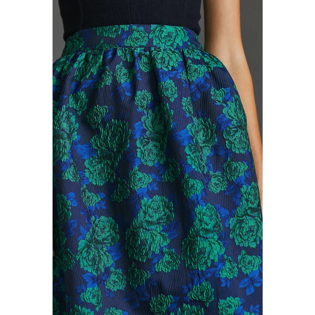 Anthropologie NEW Jacquard Midi Skirt by Sunday in Brooklyn Size Small Floral