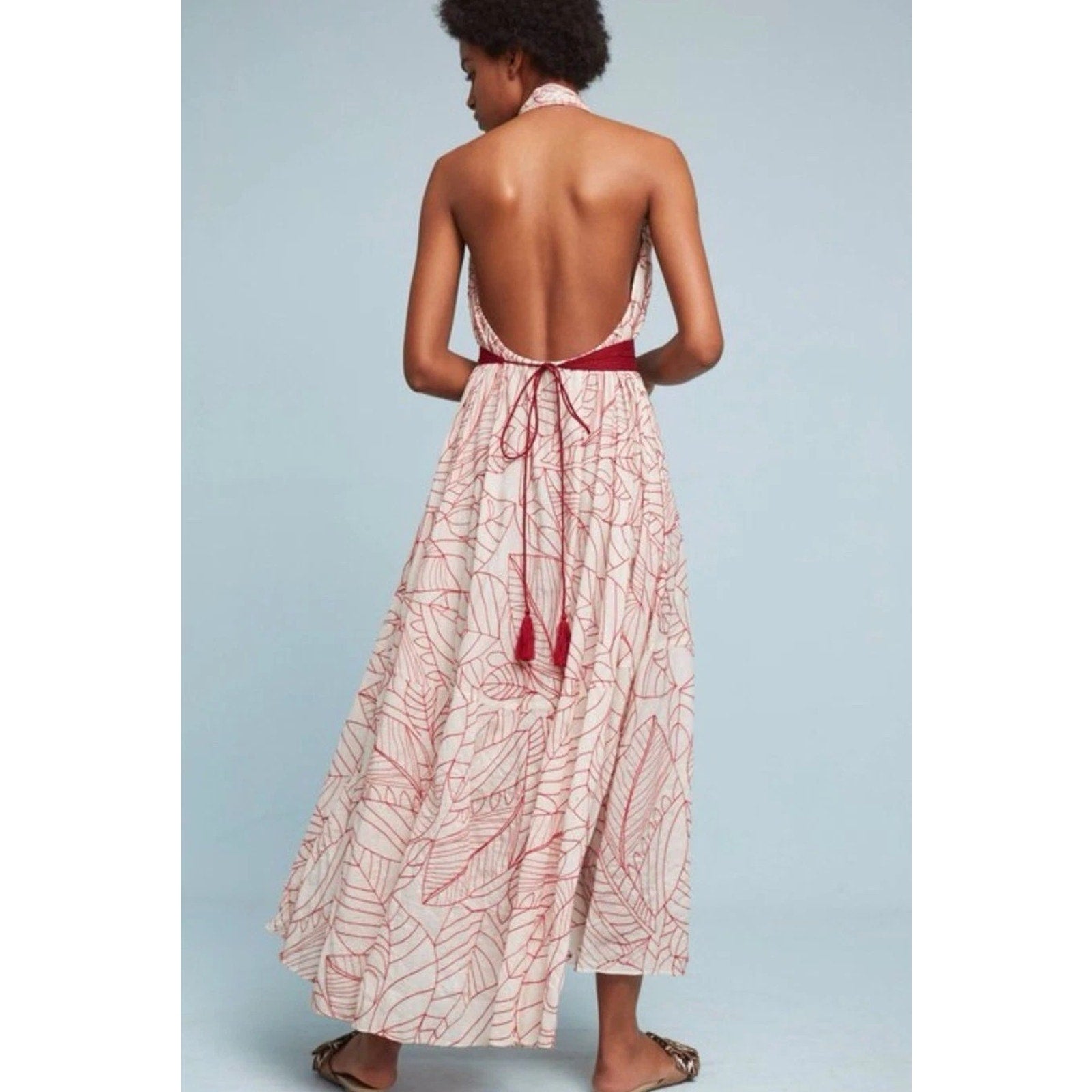 Anthropologie Lilka Samarkand Maxi Wrap Halter Embroidered Dress PXS/PS