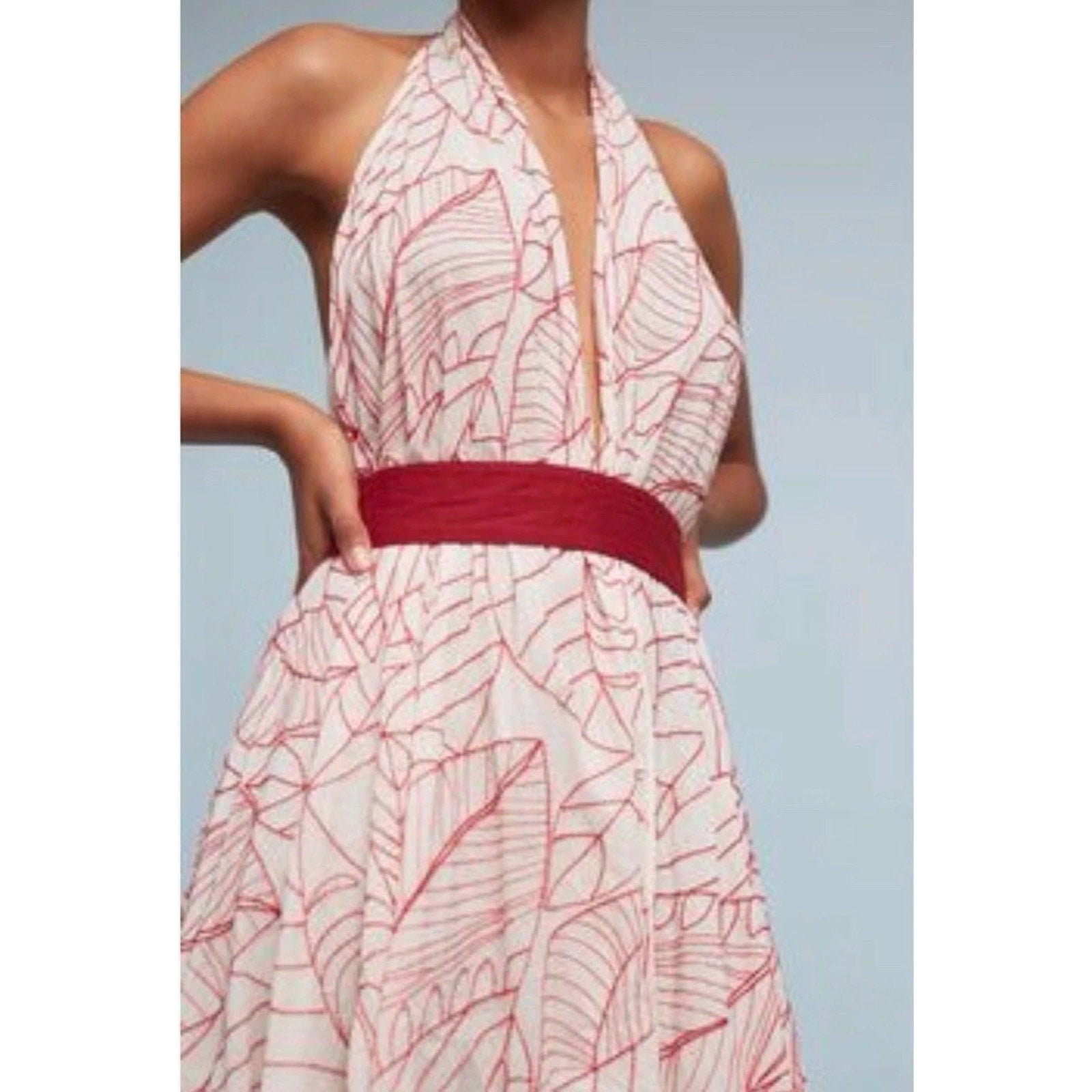Anthropologie Lilka Samarkand Maxi Wrap Halter Embroidered Dress PXS/PS