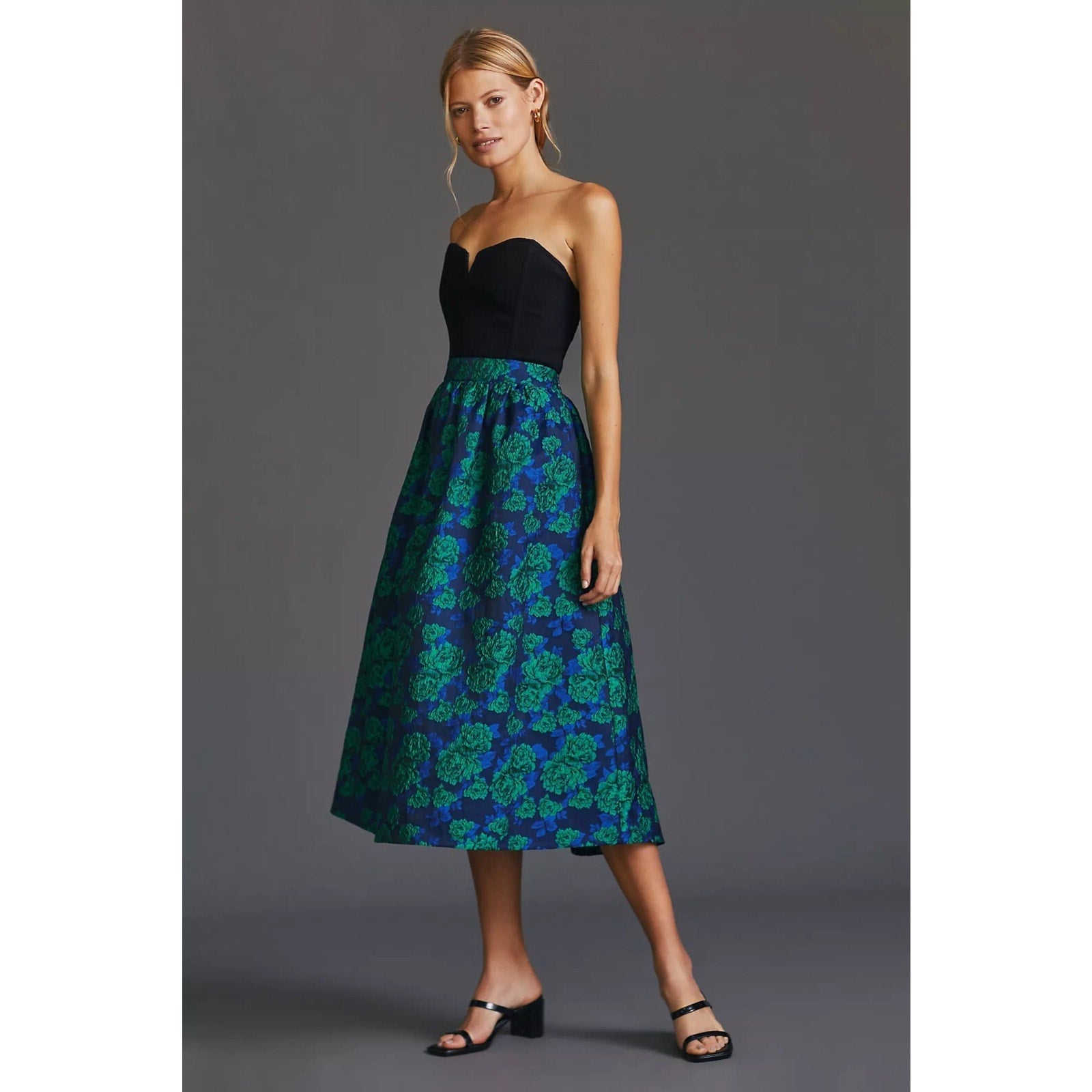 Anthropologie NEW Jacquard Midi Skirt by Sunday in Brooklyn Size Small Floral