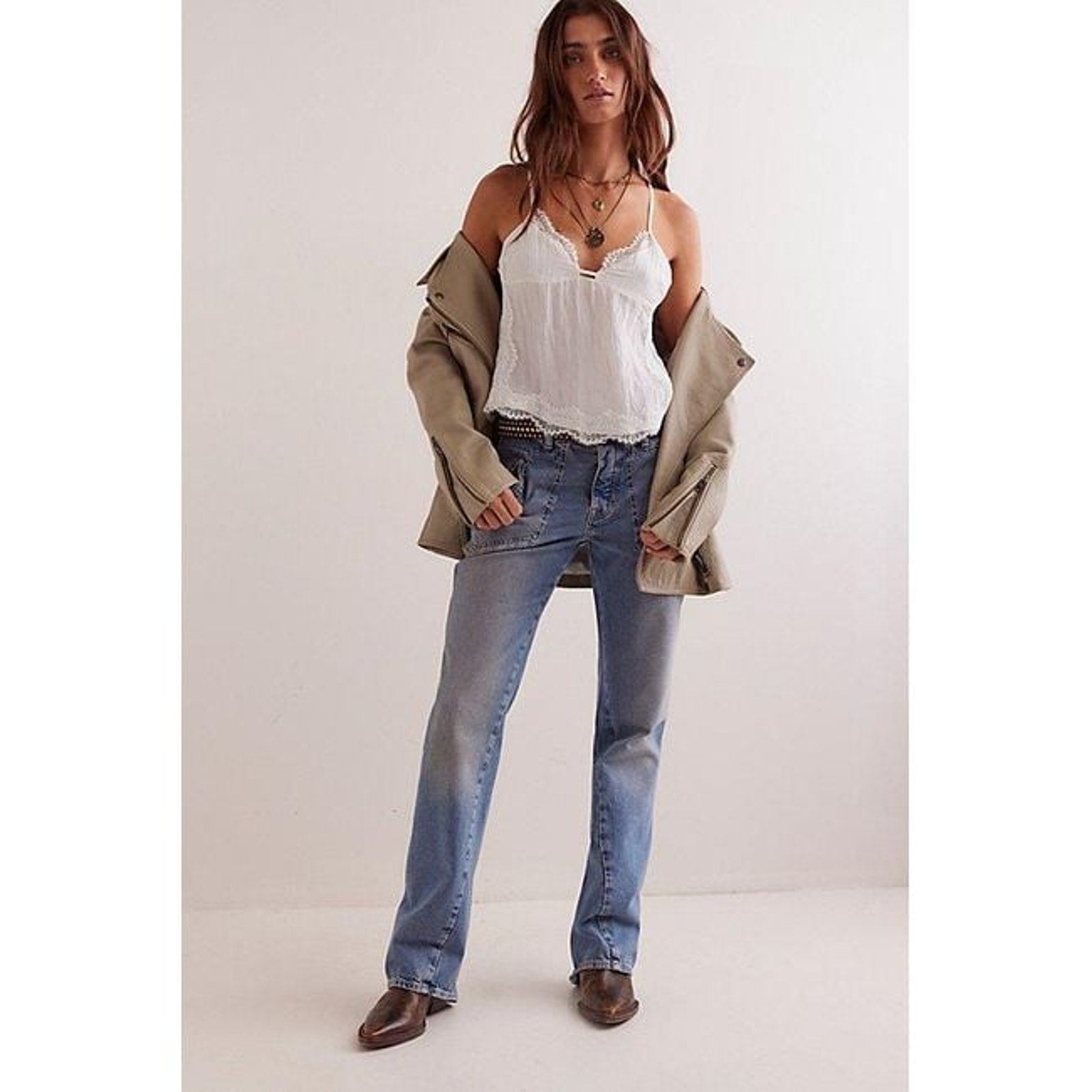 NWT FREE PEOPLE We The Free Carnivale Bootcut Jeans $148 SIZE 32 Whiskey