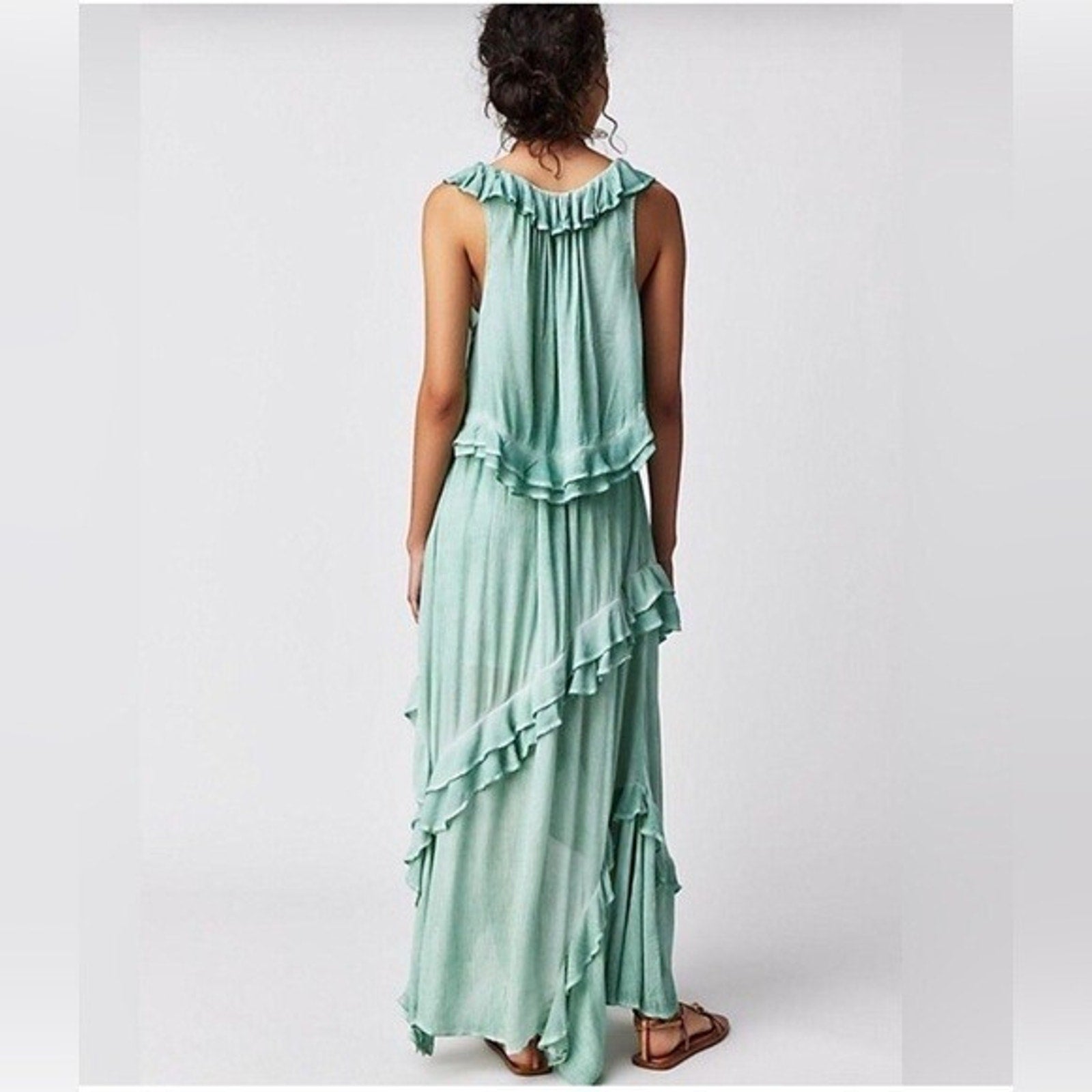 Free People $168 If Only Two Piece Set Top & Maxi Skirt Harbor Green Size XS