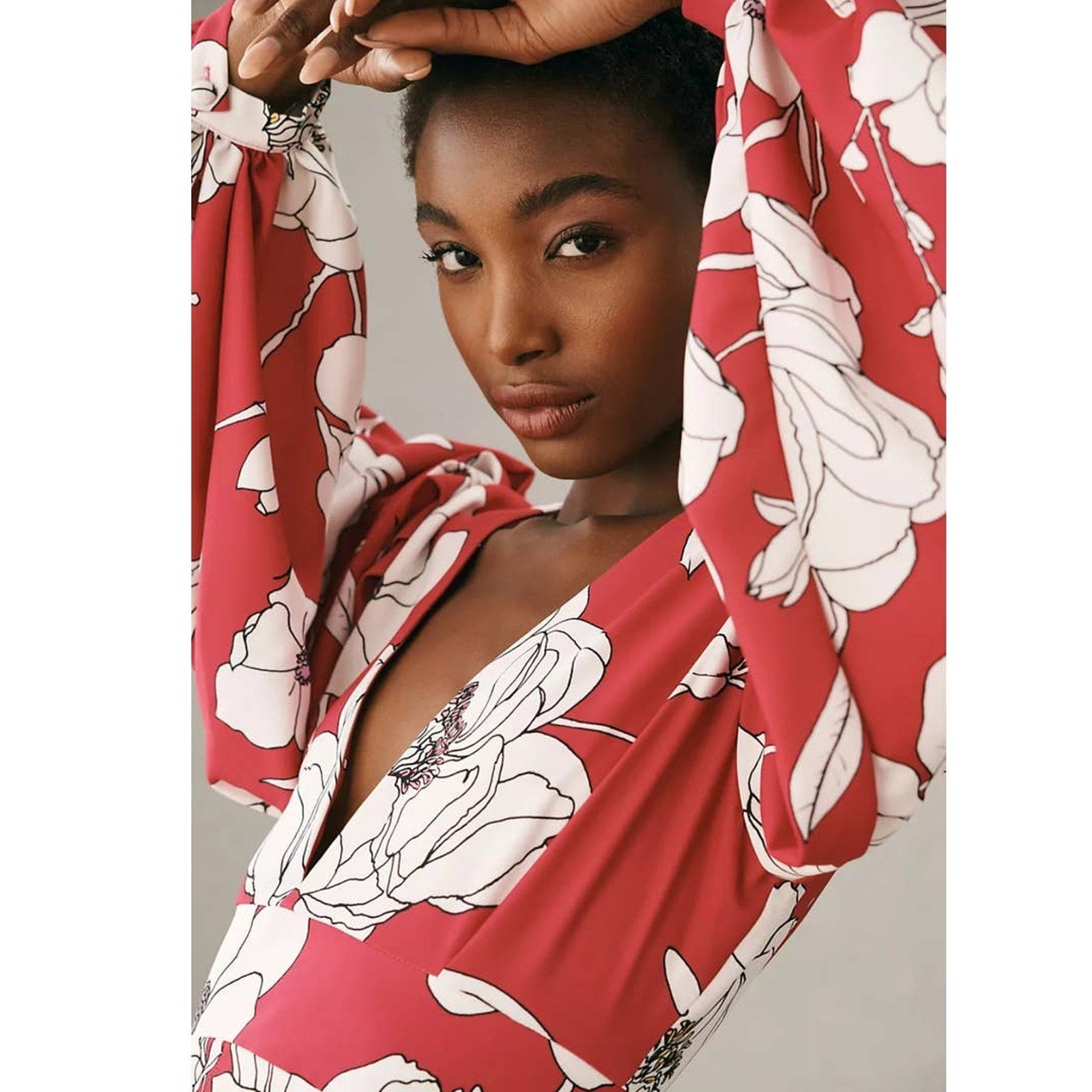 Anthropologie Natalia Mazzei Zubillaga NMZ Deep-V Floral Romper Pink Sz M $228